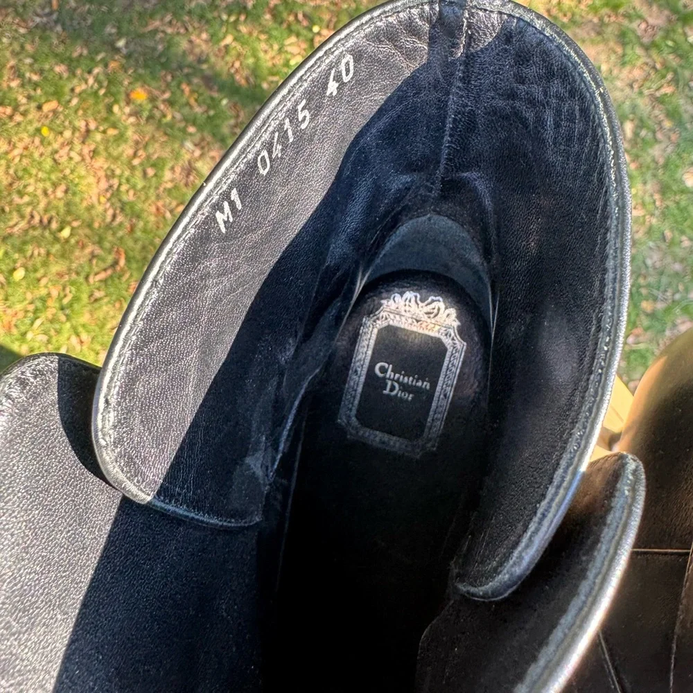 Christian Dior Black Ankle Leather Boots w Silver Buckle Size 40 - Picture 7 of 16